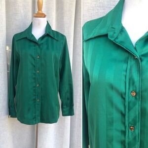 Vintage Dearborn Emerald Green Long Sleeve Blouse